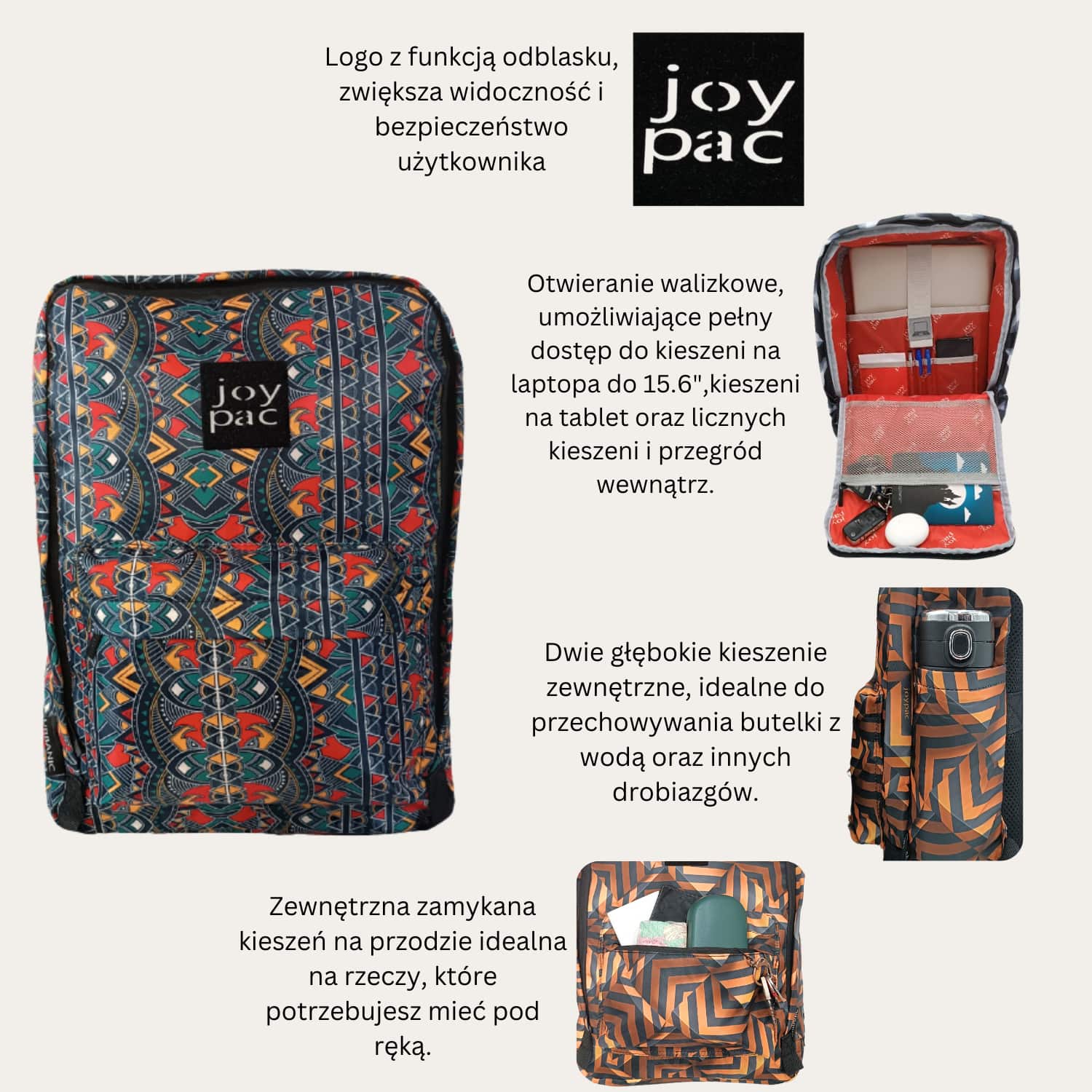 Plecak do samolotu, na laptopa 15.6’ JOYPAC Urbanic zielony