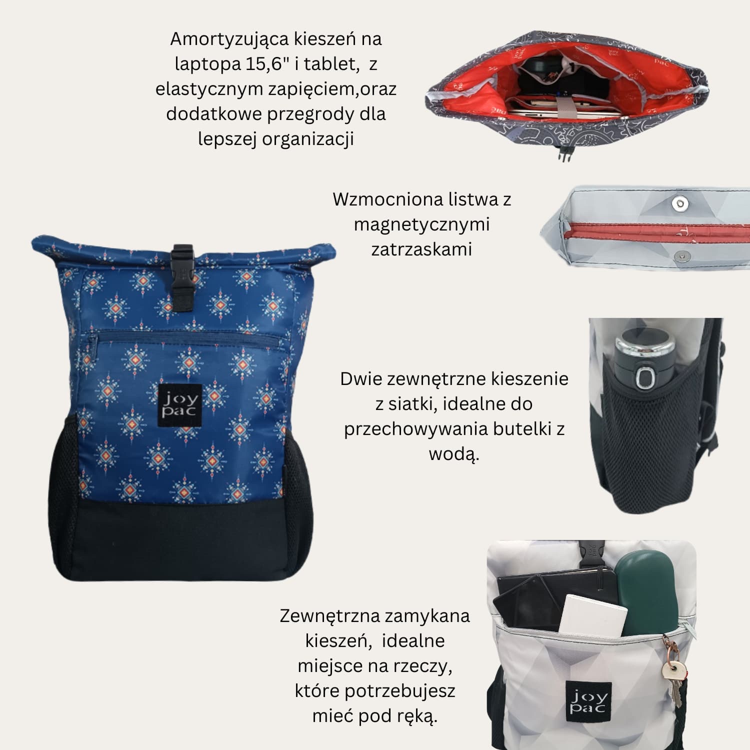 Plecak roll top wielofunkcyjny na laptopa JOYPAC Rollbag niebieski