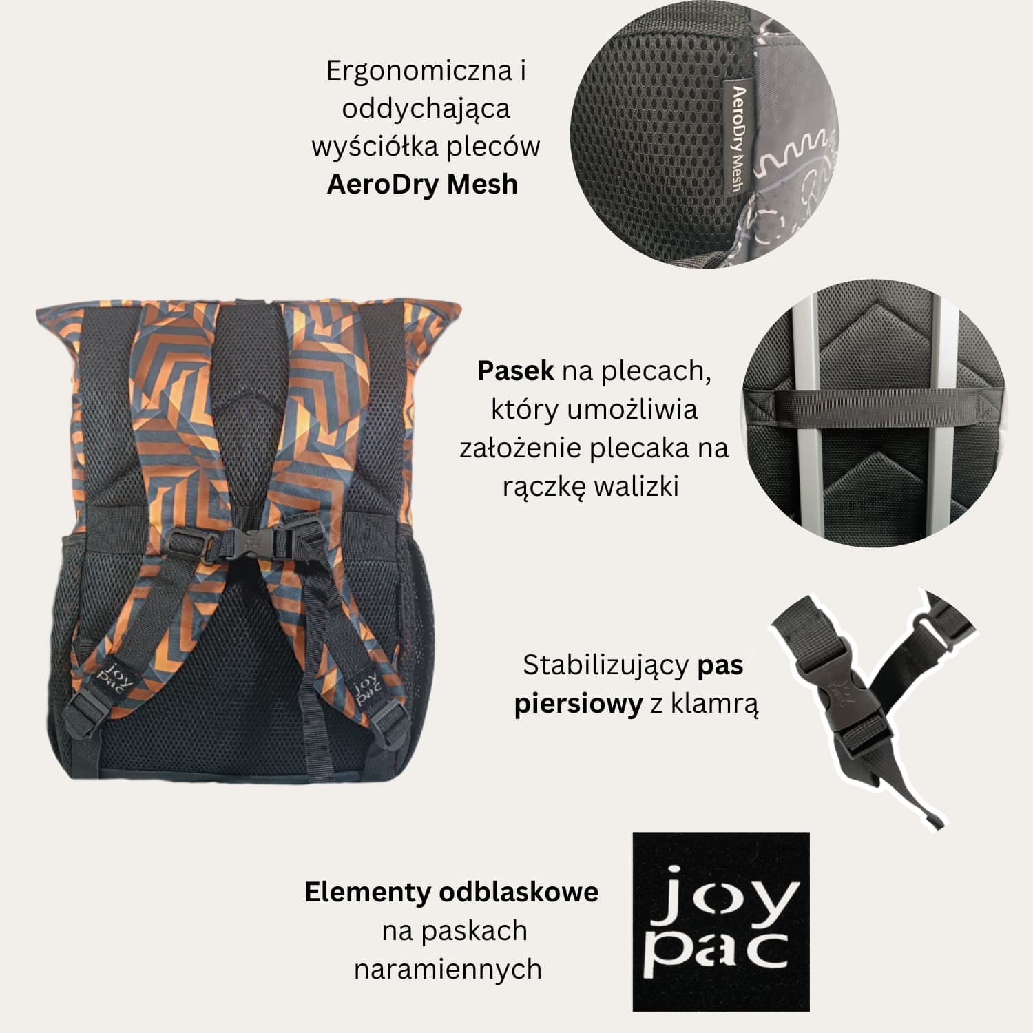 Plecak roll top wielofunkcyjny na laptopa JOYPAC Rollbag czarno-złoty