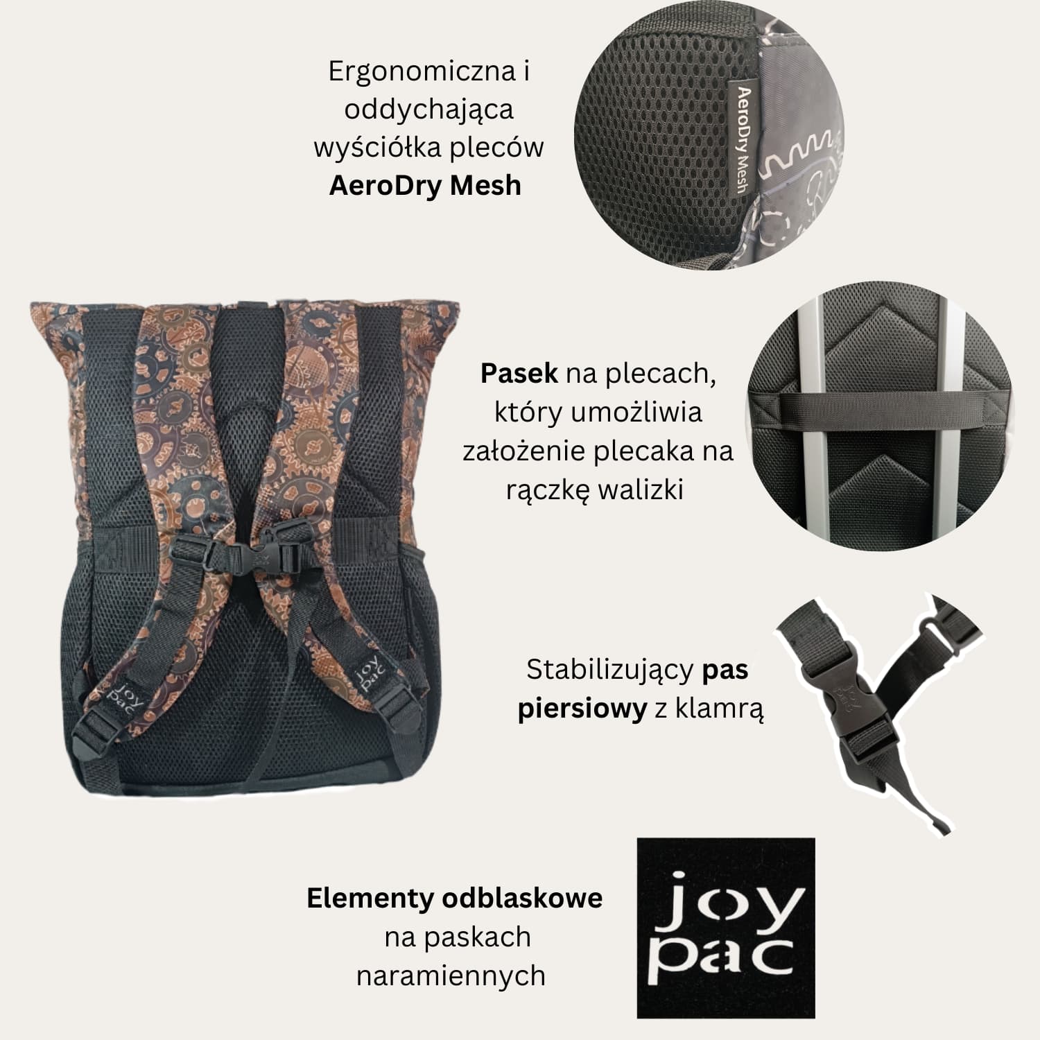 Plecak roll top wielofunkcyjny na laptopa JOYPAC Rollbag brązowy
