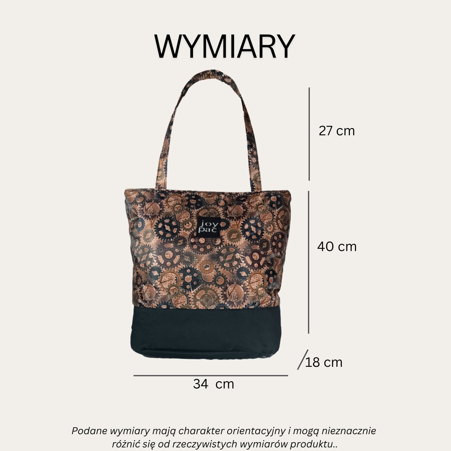 Duża torba damska JOYPAC Shoper tote bag na zakupy brązowa