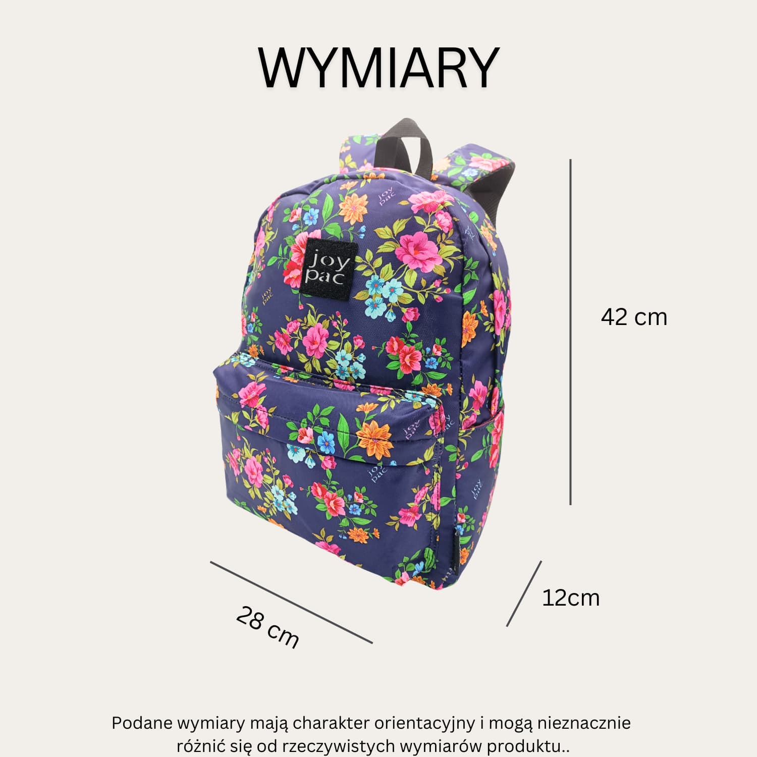 Plecak do samolotu na laptopa 15.6’ JOYPAC College w kwiaty
