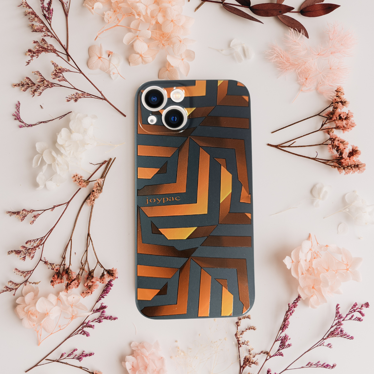 Etui iPhone 14 JOYPAC z TPU czarne, złote geometryczne