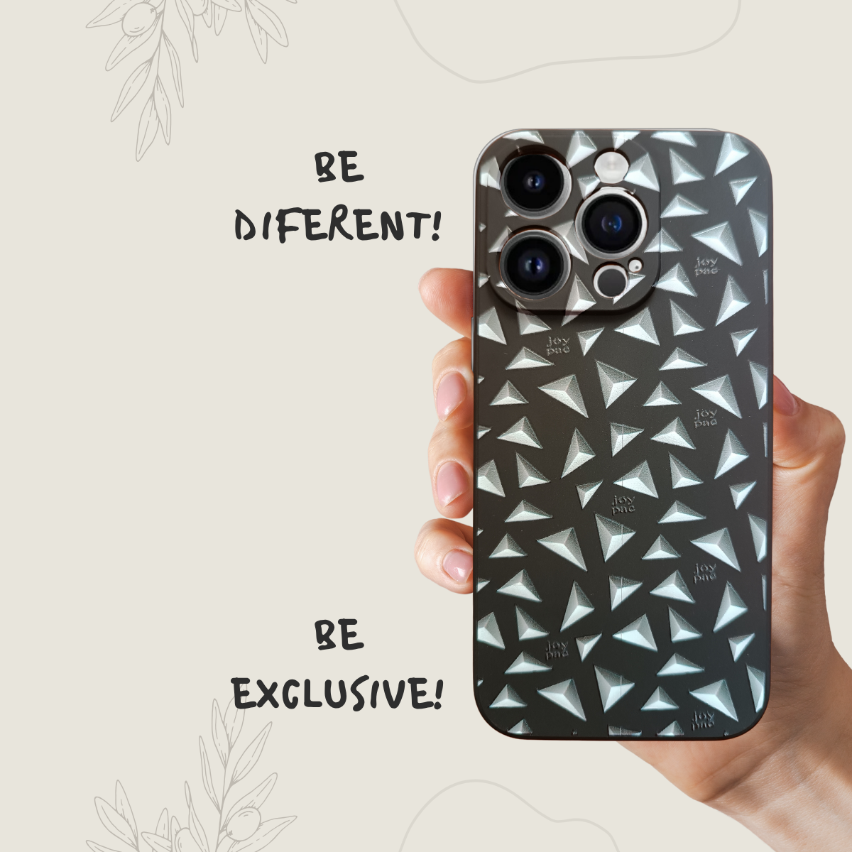 Etui iPhone 15 JOYPAC z TPU, czarne geometryczne