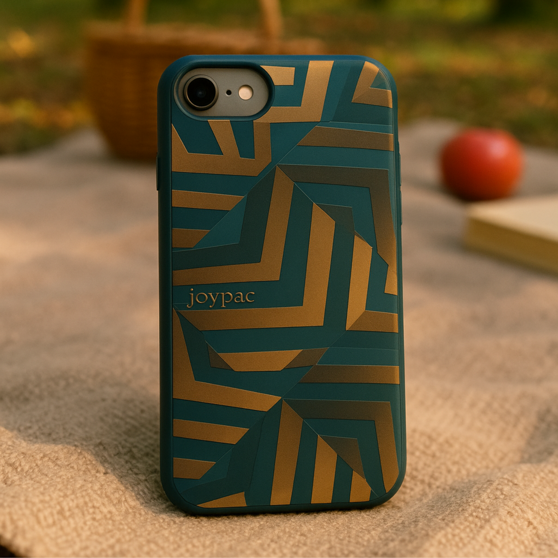 Etui iPhone SE/8/7 JOYPAC z TPU, czarne, złote geometryczne