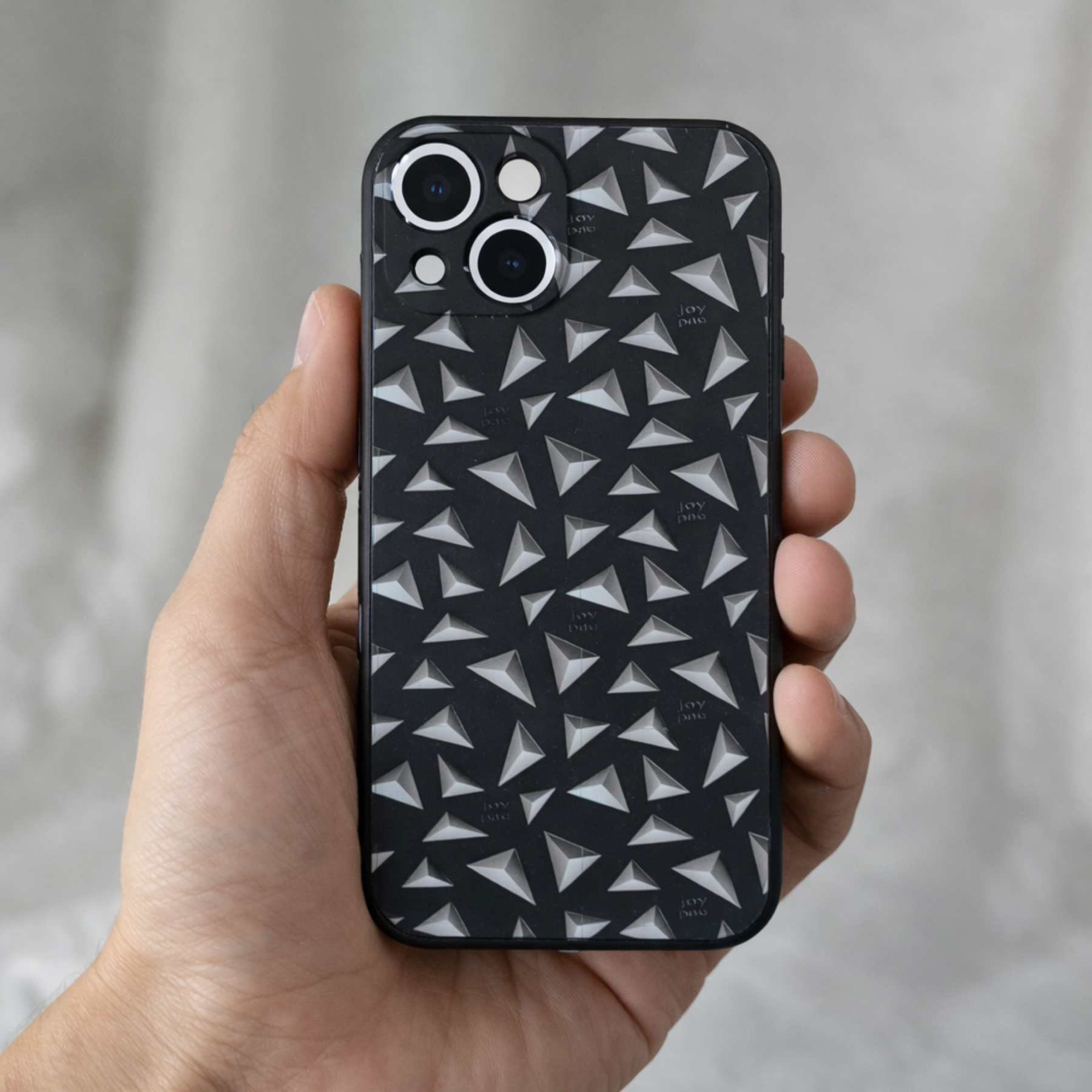 Etui iPhone 13 JOYPAC z TPU, czarne geometryczne