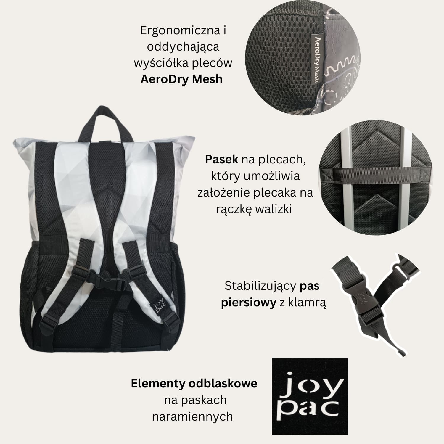 Plecak roll top wielofunkcyjny na laptopa JOYPAC Rollbag biały