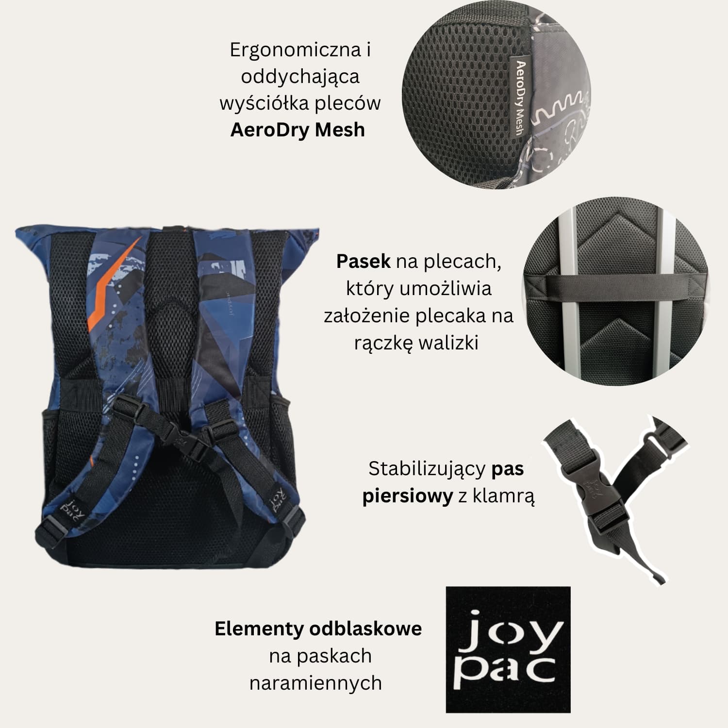 Plecak roll top wielofunkcyjny na laptopa JOYPAC Rollbag granatowy