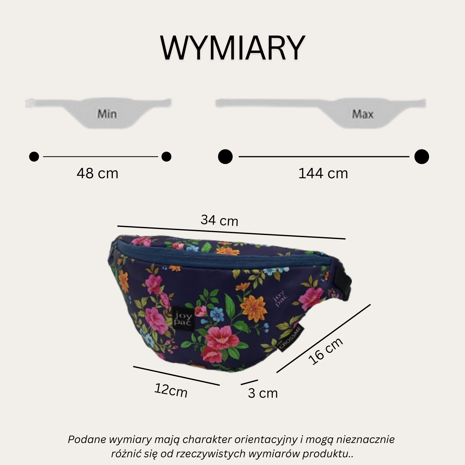 Nerka saszetka JOYPAC Crossme unisex, pojemna, kwiatowa