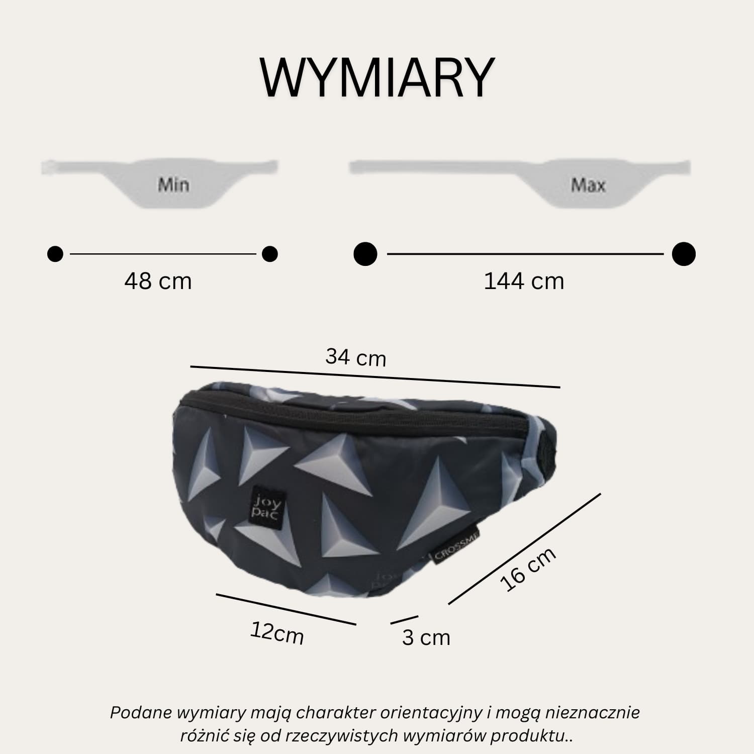 Nerka saszetka JOYPAC Crossme unisex, pojemna, czarna