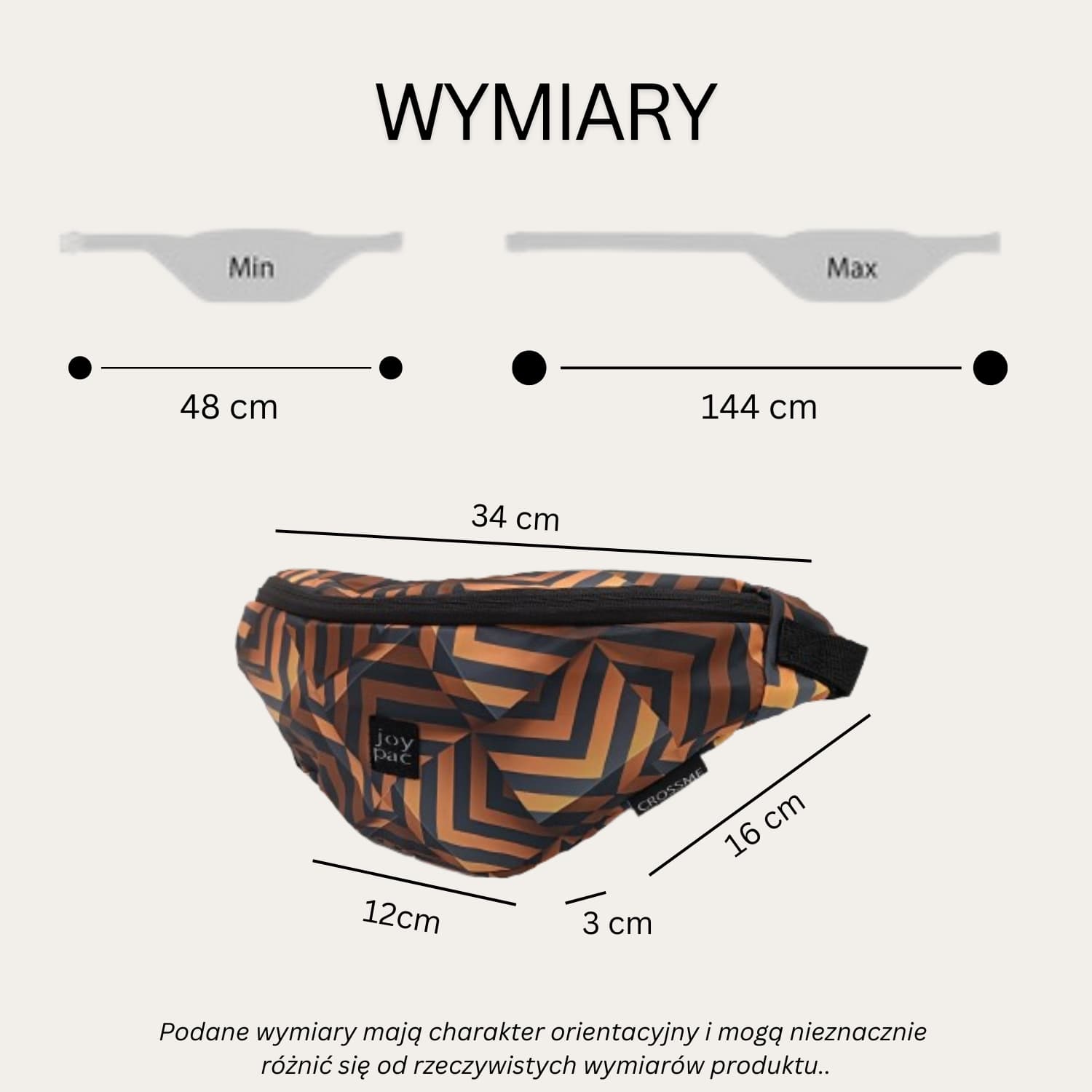 Nerka saszetka JOYPAC Crossme unisex, pojemna, czarno-złota