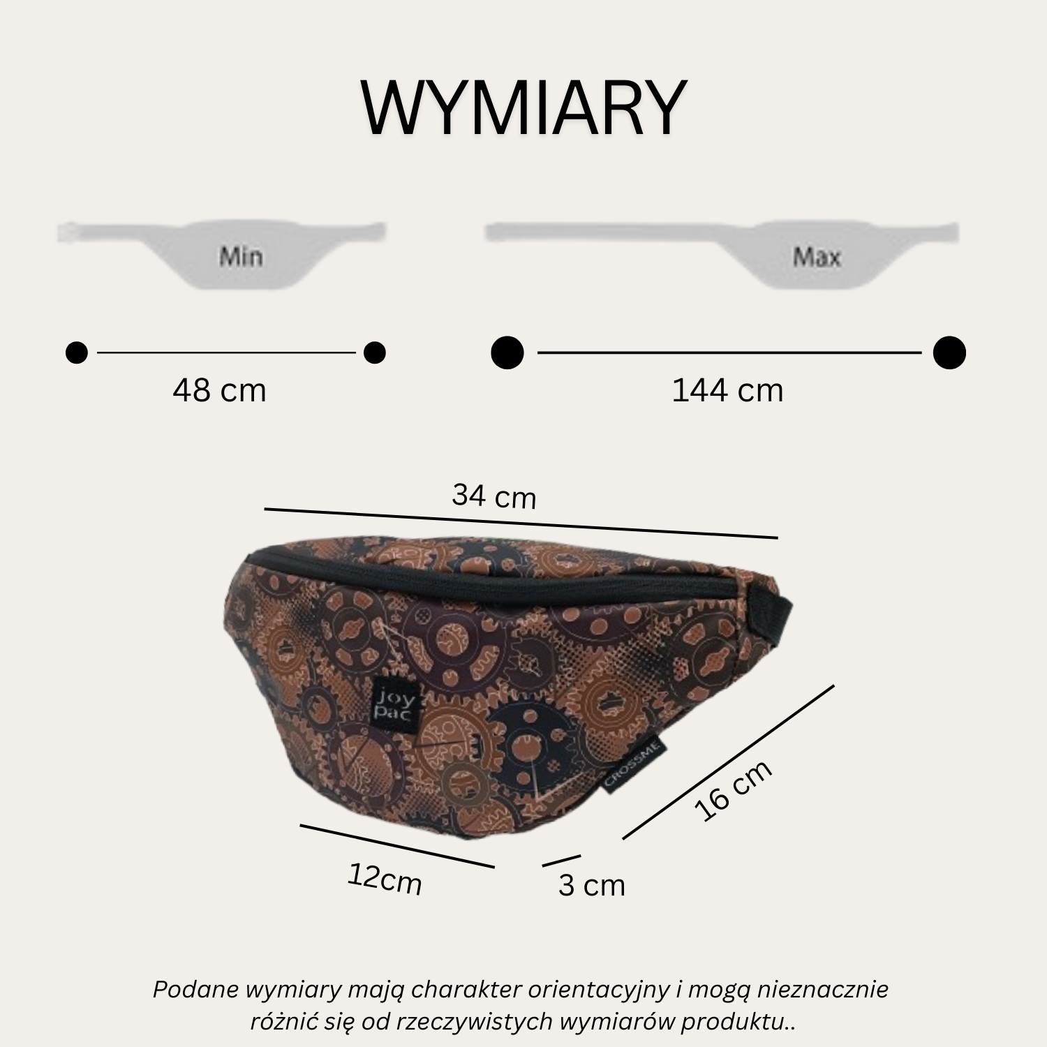 Nerka saszetka JOYPAC Crossme unisex, pojemna, brązowa