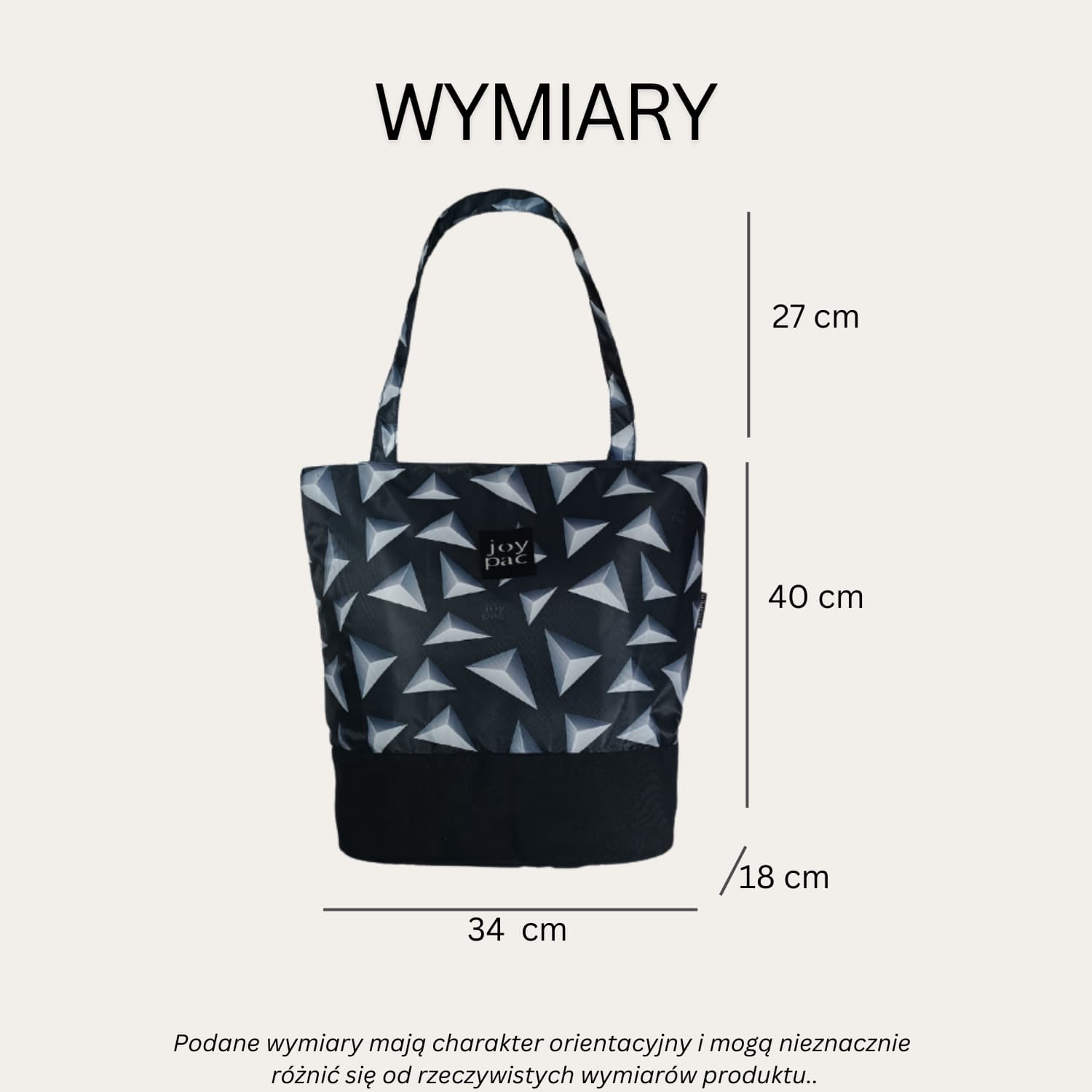 Duża torba damska JOYPAC Shoper tote bag na zakupy czarna