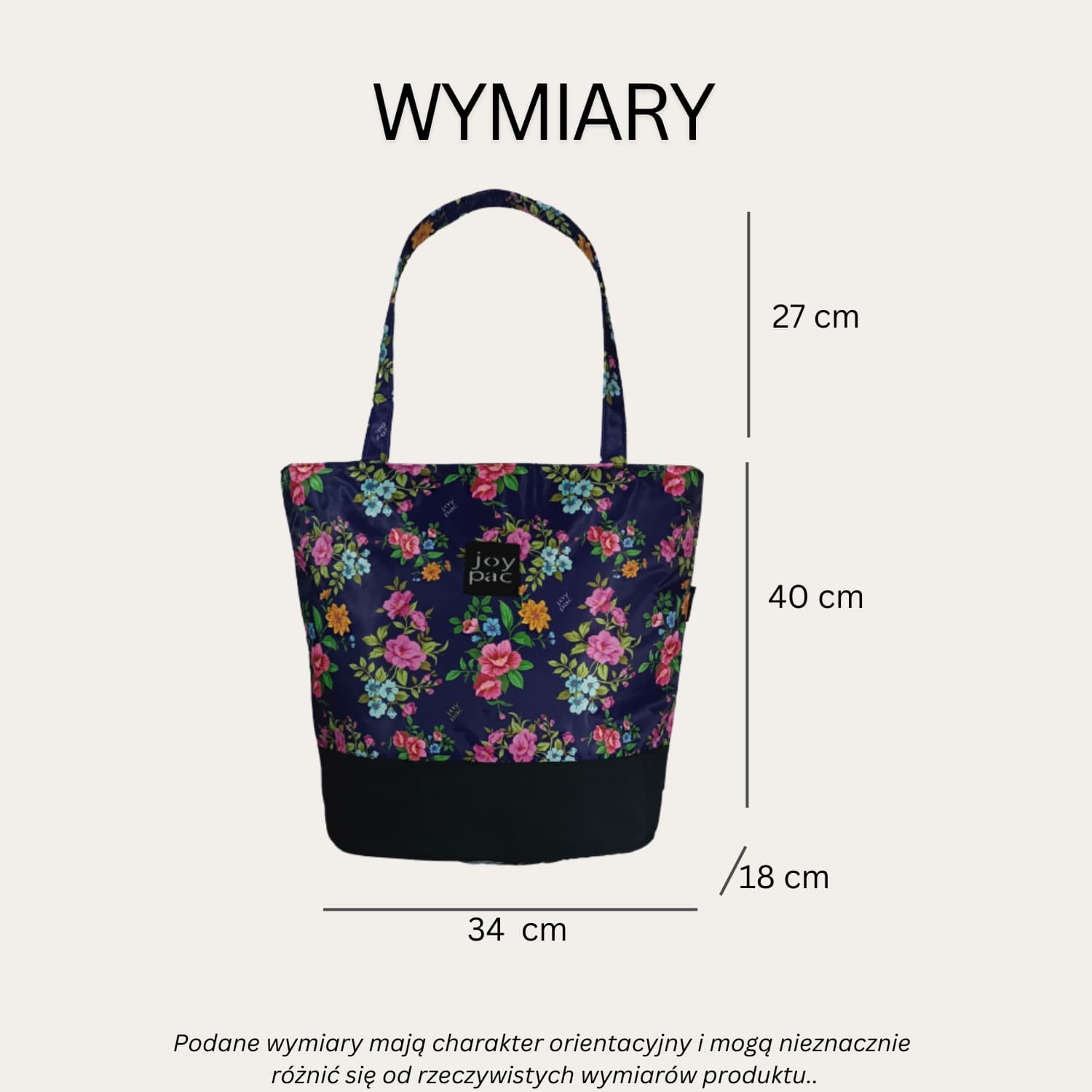 Duża torba damska JOYPAC Shoper tote bag na zakupy kwiatowa