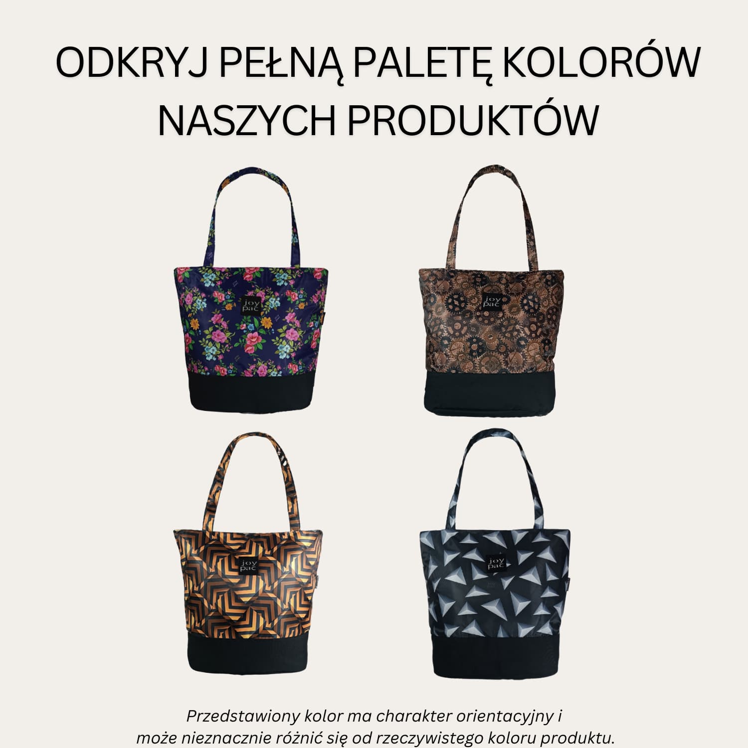 Duża torba damska JOYPAC Shoper tote bag na zakupy czarna