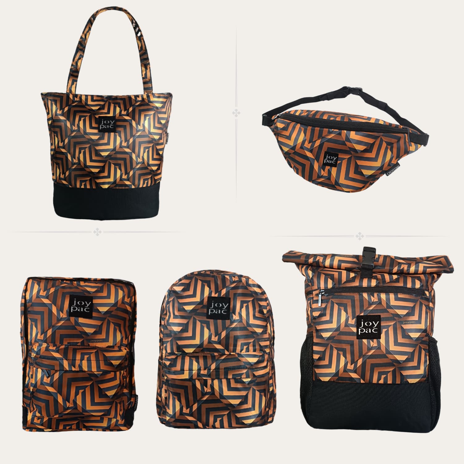 Duża torba damska JOYPAC Shoper tote bag na zakupy czarno-złota