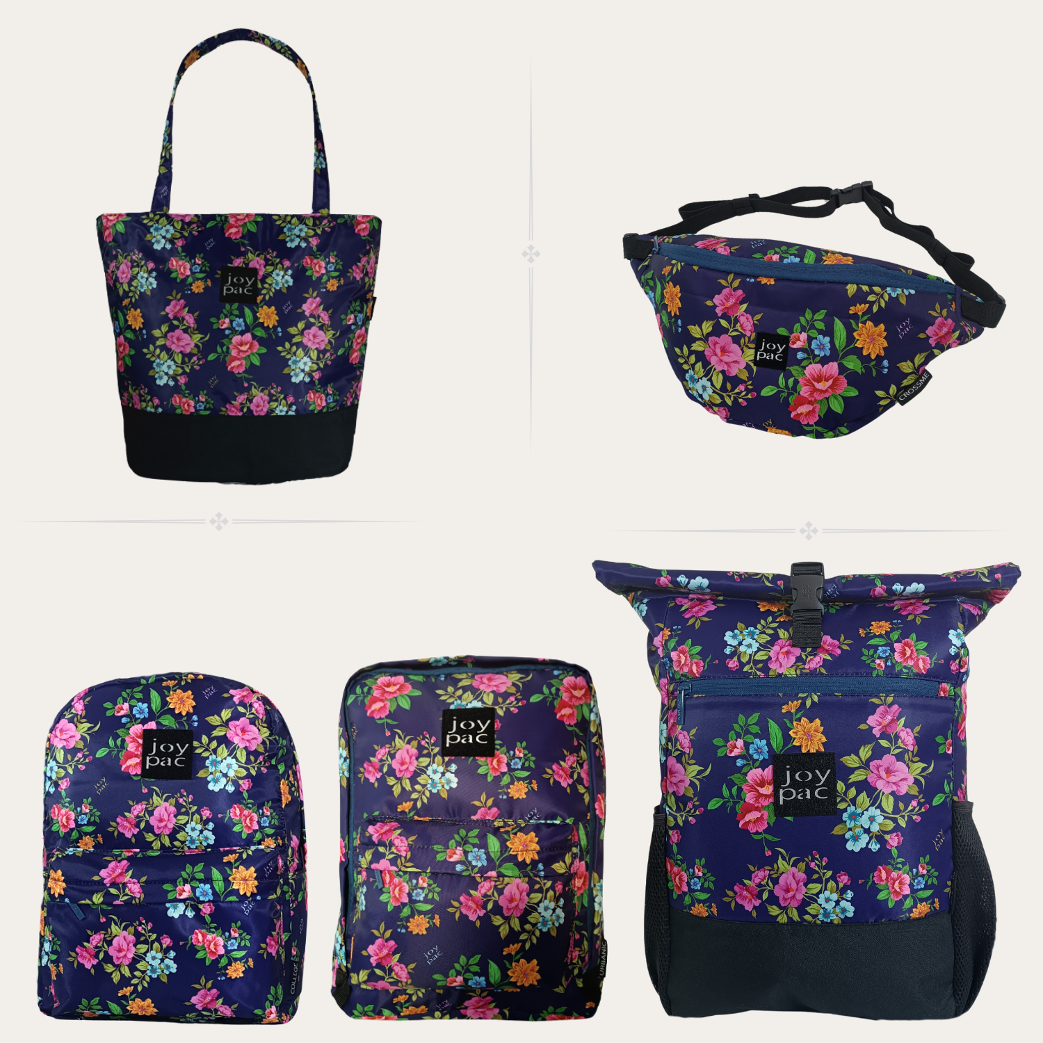 Nerka saszetka JOYPAC Crossme unisex, pojemna, kwiatowa