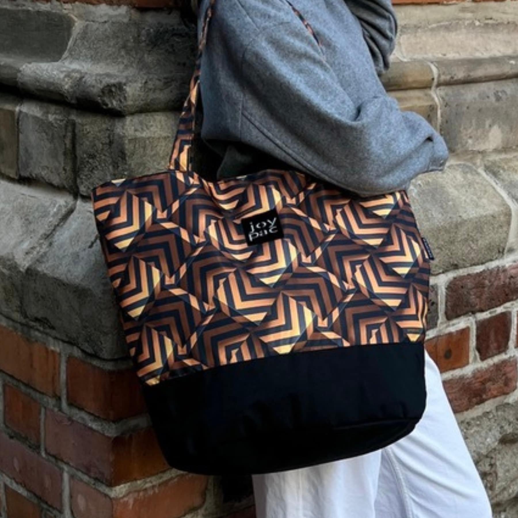 Duża torba damska JOYPAC Shoper tote bag na zakupy czarno-złota
