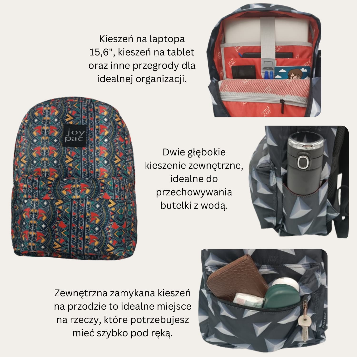 Plecak do samolotu na laptopa 15.6’ JOYPAC College zielony