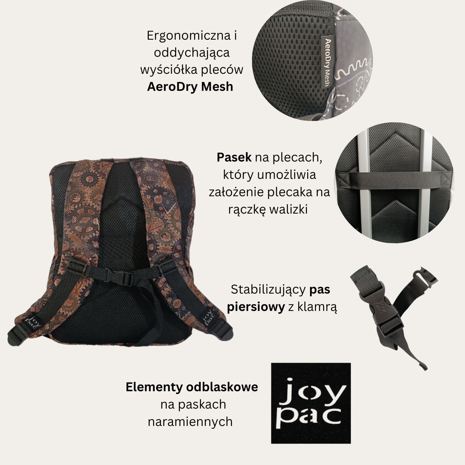 Plecak do samolotu, na laptopa 15.6’ JOYPAC Urbanic brązowy
