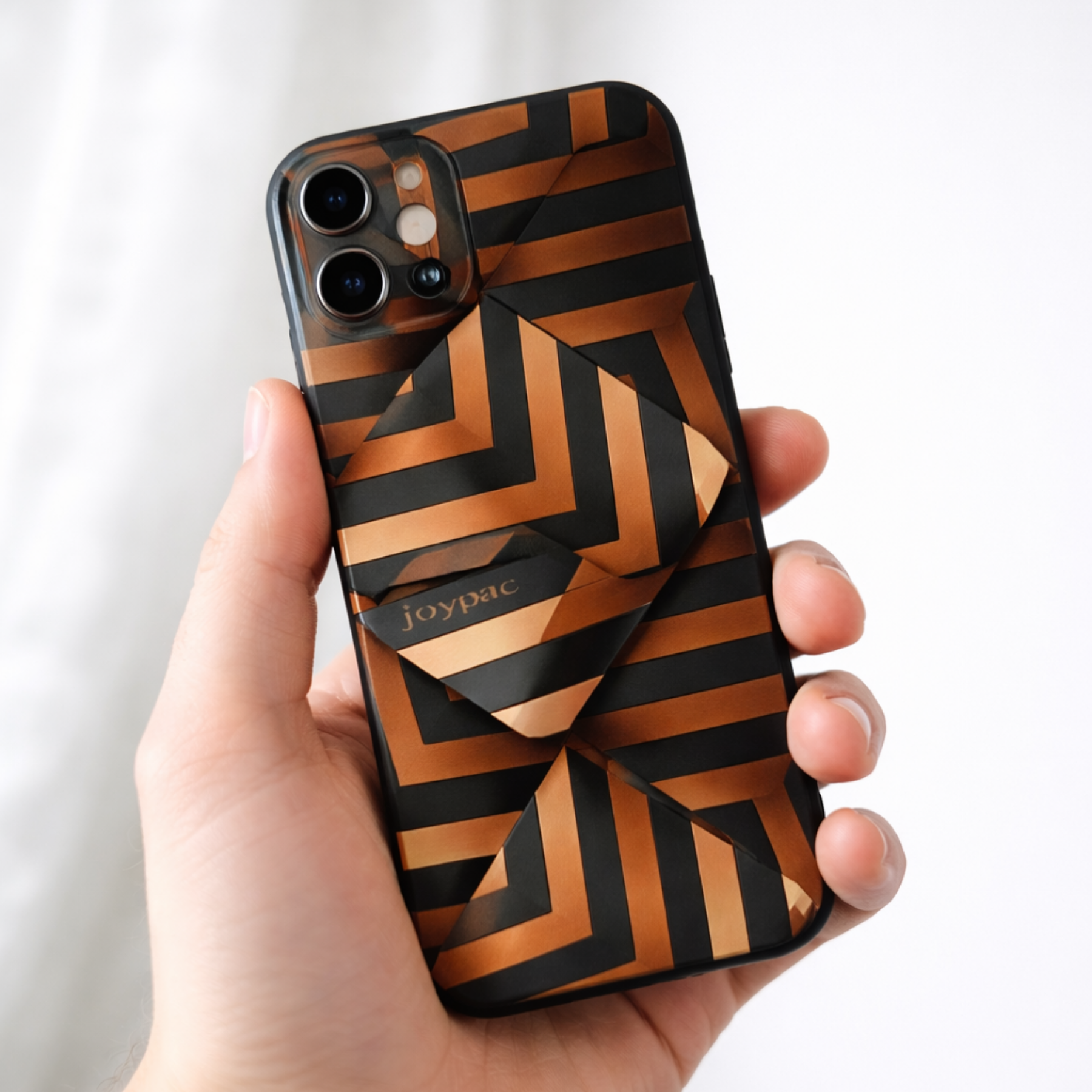 Etui iPhone 12 JOYPAC z TPU, case czarny, złoty geometryczny